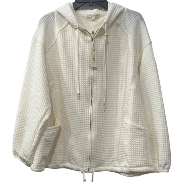 Max Studio Cream Textured Hoodie Size L - Picture 2 of 5